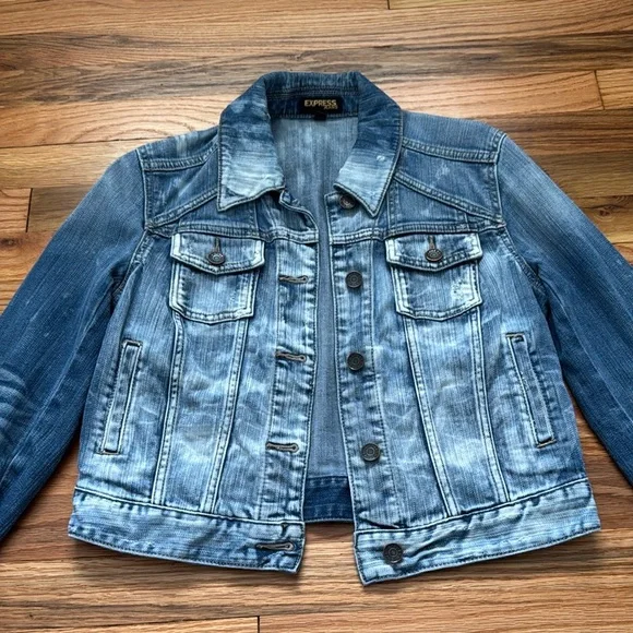 Express Distressed Denim Jacket - Picture 2 of 6